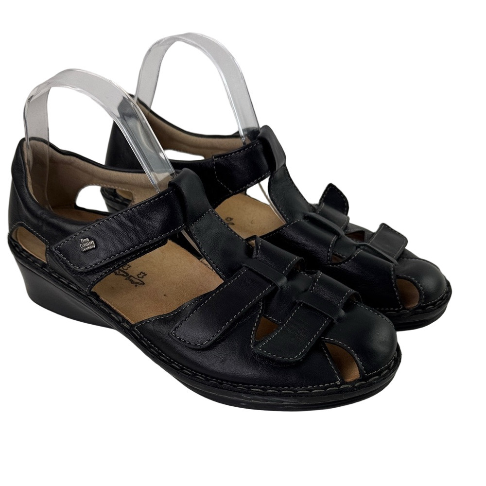 Finn Comfort Women's Black Leather Sandals